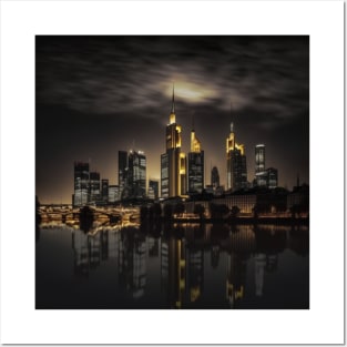 Frankfurt a.M. skyline by night Germany Posters and Art
